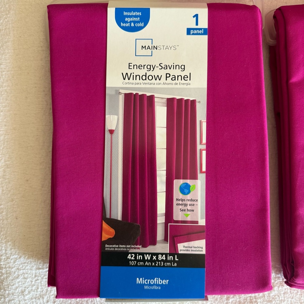 Mainstays Fuchsia Energy-Saving Window Panel 42” x 84”- Set of 3 Panels - Picture 3 of 7